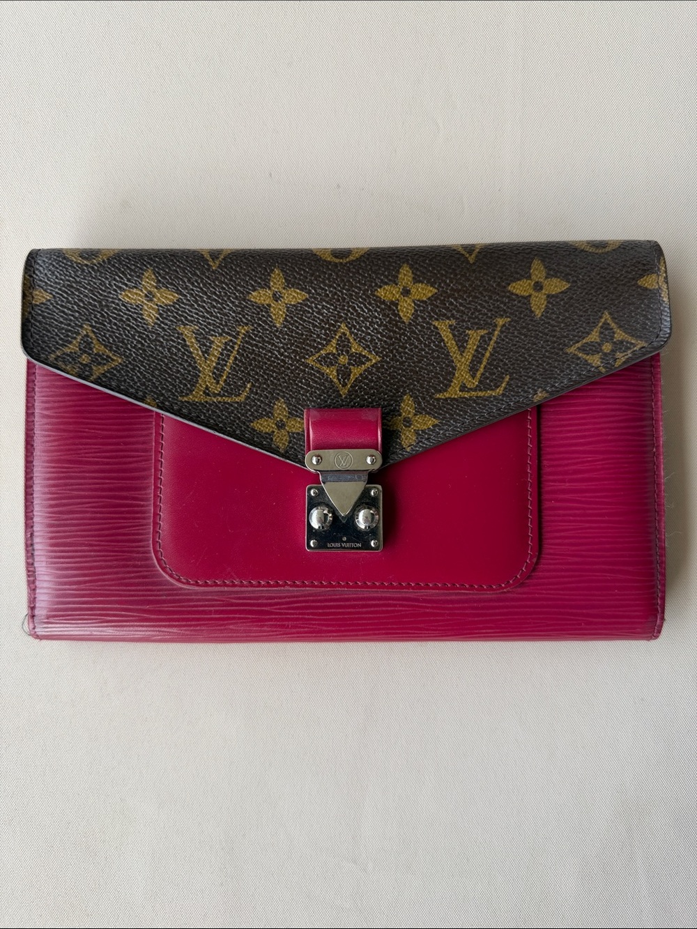 Louis Vuitton Monogram & Marie Rose Fuschia Epi Leather Envelope Clutch